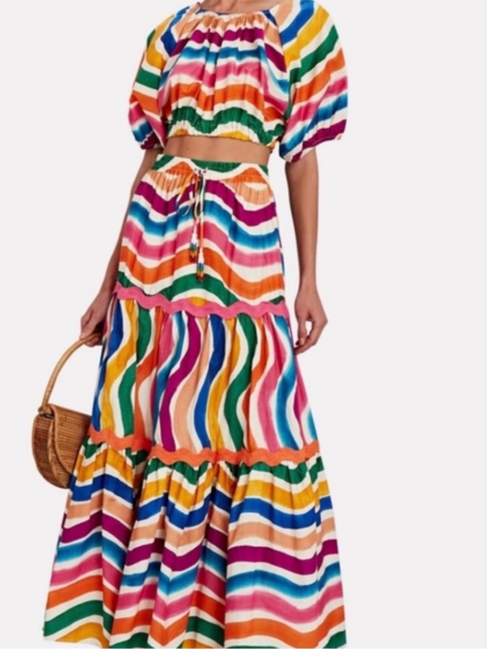 FARM Rio Dancing Stripes Top & Maxi Skirt 2 Piece Set Size S